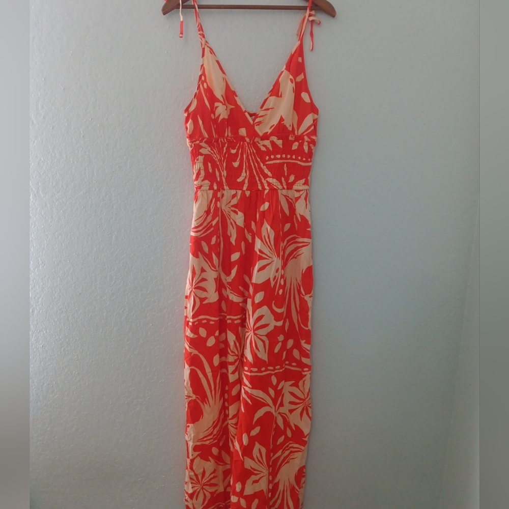 Patrons of Peace Orange and Cream Jumpsuit